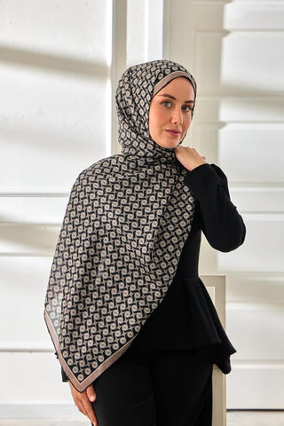 %100 Vual İpek Şal Desenli İnce Dokulu 70X190