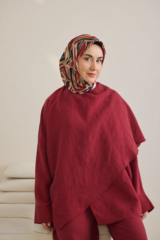 Twill İpek Eşarp Bohem Atlas Desen Pudra 90x90