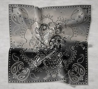Twill İpek Eşarp Klasik Motif Antrasit 90x90 - | Silk Home