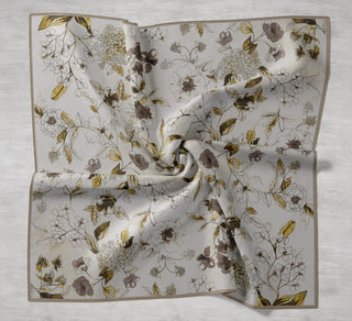 Twill İpek Eşarp Çiçek Rüyası Taş 90x90