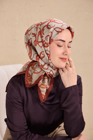 Twill İpek Eşarp Barok Gümüş 90x90