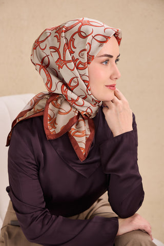 Twill İpek Eşarp Barok Gümüş 90x90