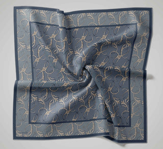 Twill İpek Eşarp Barok İndigo 90x90 - | Silk Home