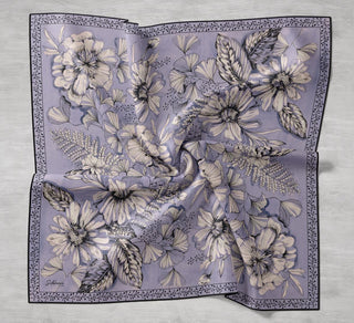 Twill İpek Eşarp Büyük Çiçek Leylak 90x90