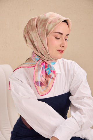Twill İpek Eşarp Evreka Bej 90x90