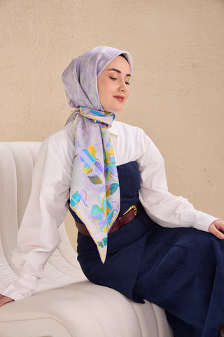 Twill İpek Eşarp Evreka Lila 90x90