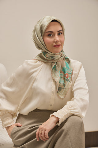 Twill İpek Eşarp Evreka Küf Yeşili 90x90