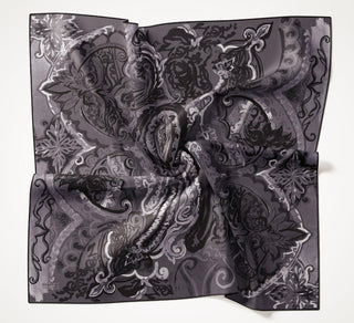 Twill İpek Eşarp Art Desen Antrasit 90x90