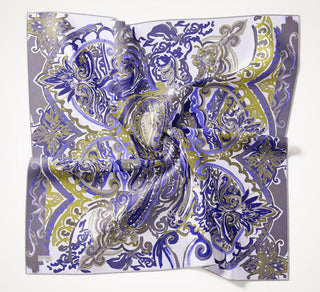 Twill İpek Eşarp Art Desen Mor 90x90