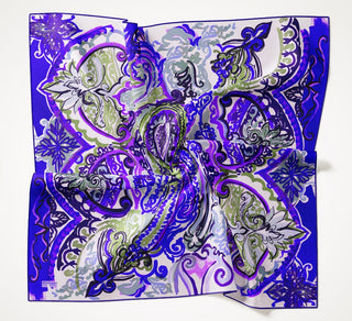 Twill İpek Eşarp Art Desen Canlı Mor 90x90