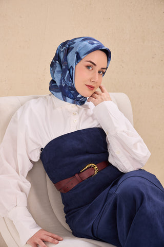 Twill İpek Eşarp Sulu Boya Bebe Mavi 90x90