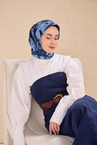 Twill İpek Eşarp Sulu Boya Bebe Mavi 90x90