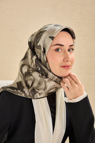 Twill İpek Eşarp Sulu Boya Gri 90x90