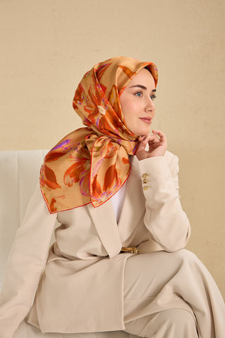 Twill İpek Eşarp Sulu Boya Kavuniçi 90x90