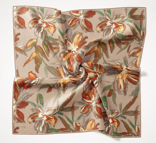 Twill İpek Eşarp Sulu Boya Yeşil Bej 90x90