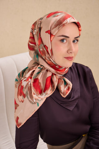 Twill İpek Eşarp Sulu Boya Pudra Pembe 90x90