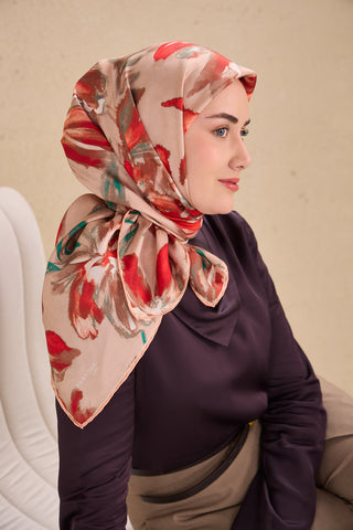 Twill İpek Eşarp Sulu Boya Pudra Pembe 90x90