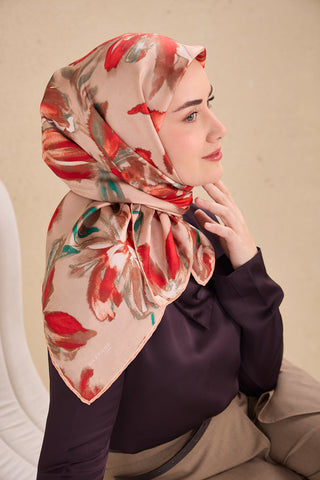 Twill İpek Eşarp Sulu Boya Pudra Pembe 90x90