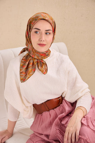 Twill İpek Eşarp Serenit Yeşil Gri 90x90