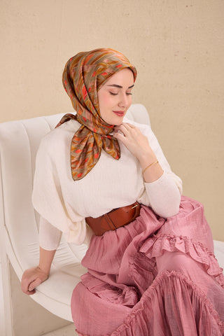 Twill İpek Eşarp Serenit Yeşil Gri 90x90