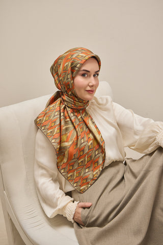 Twill İpek Eşarp Serenit Turuncu 90x90