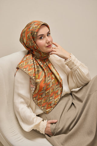 Twill İpek Eşarp Serenit Turuncu 90x90