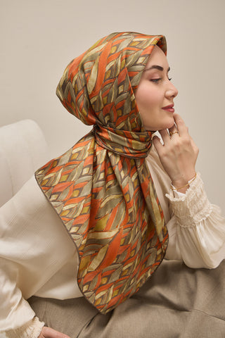 Twill İpek Eşarp Serenit Turuncu 90x90