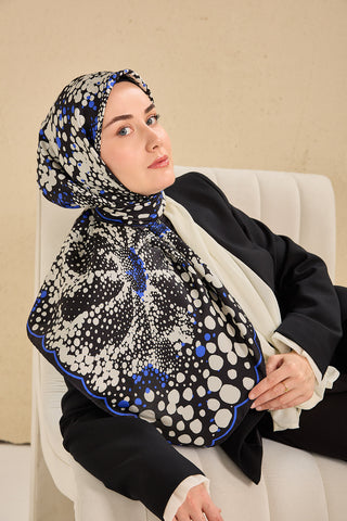 Twill İpek Eşarp Samanyolu Siyah 90x90