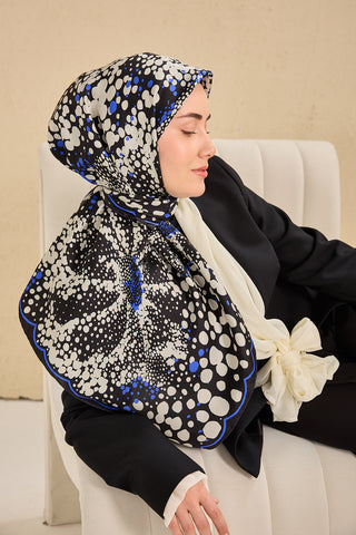 Twill İpek Eşarp Samanyolu Siyah 90x90