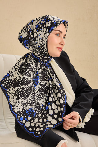 Twill İpek Eşarp Samanyolu Siyah 90x90