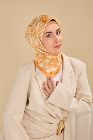 Twill İpek Eşarp Samanyolu Pastel Turuncu 90x90