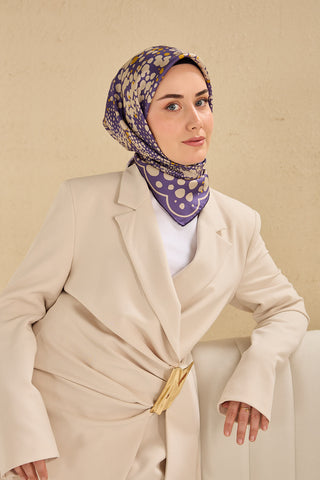 Twill İpek Eşarp Samanyolu Mor 90x90