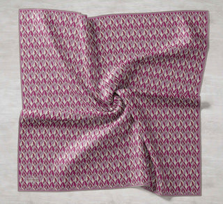 Twill Silk Scarf, Navy Blue, Green Tones, Patterned, Firm Structure, 90x90 cm.