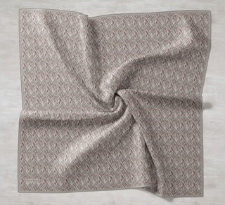 Twill İpek Eşarp Yaprak Ritmi Yeşil Bej 90x90 - | Silk Home
