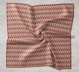 Twill Silk Scarf, Navy Blue, Green Tones, Patterned, Firm Structure, 90x90 cm.