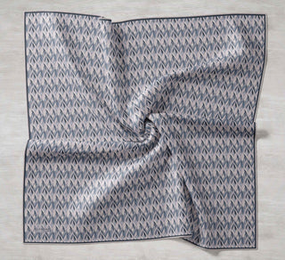 Twill İpek Eşarp Yaprak Ritmi İndigo 90x90 - | Silk Home