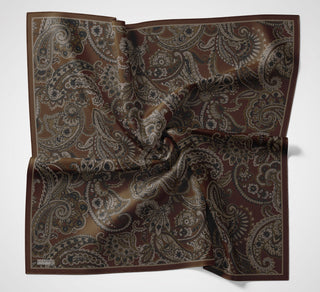 Viscose Velora Scarf, Four Seasons Etro Pattern, Brown, 90x90 cm 