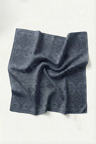 Viskon Velora Eşarp Dört Mevsim Kilim Desen Mavi 90X90