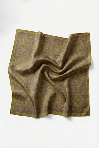 Viskon Velora Eşarp Dört Mevsim Kilim Desen Hardal 90X90
