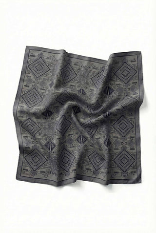 Viscose Velora Scarf, Four Seasons, Kilim Pattern, Brown, 90x90 cm 