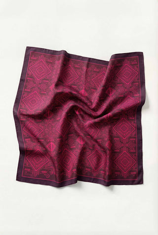 Viskon Velora Eşarp Dört Mevsim Kilim Desen Mürdüm 90X90