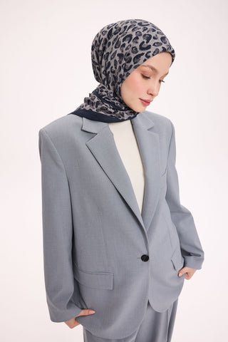 Viscose Velora Scarf, Four Seasons Kilim Pattern, Light Gray, 90x90 cm 