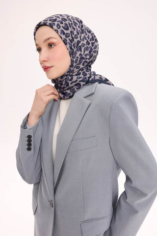 Viscose Velora Scarf, Four Seasons Kilim Pattern, Light Gray, 90x90 cm 