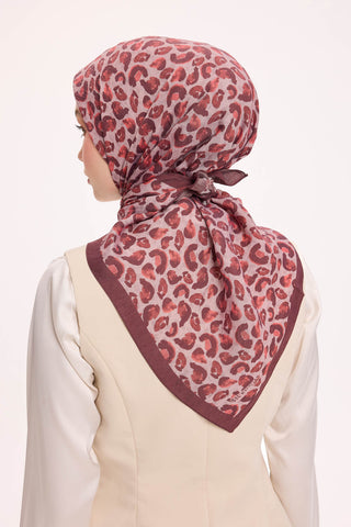 Viscose Velora Scarf, Four Seasons Kilim Pattern, Light Gray, 90x90 cm 