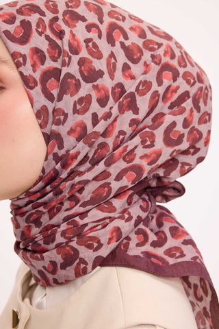 Viscose Velora Scarf, Four Seasons Kilim Pattern, Light Gray, 90x90 cm 