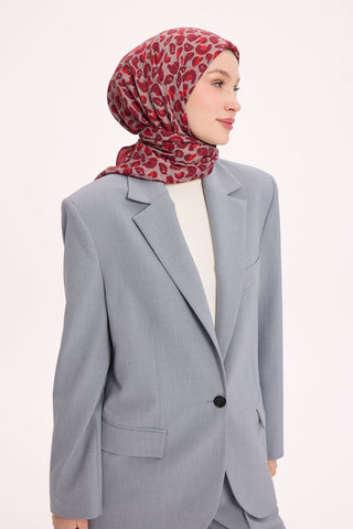 Viscose Velora Scarf, Four Seasons Kilim Pattern, Light Gray, 90x90 cm 