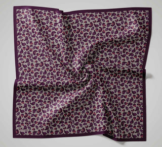 Viskon Velora Eşarp Dört Mevsim Leopar Desen Mor 90X90