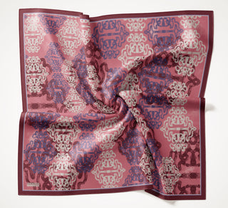 Viscose Velora Scarf, Four Seasons Kilim Pattern, Light Gray, 90x90 cm 