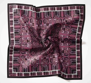 Viscose Velora Scarf, Four Seasons Kilim Pattern, Light Gray, 90x90 cm 