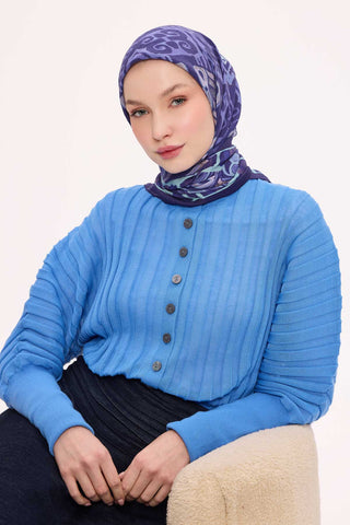 Viscose Velora Scarf, Four Seasons Kilim Pattern, Light Gray, 90x90 cm 